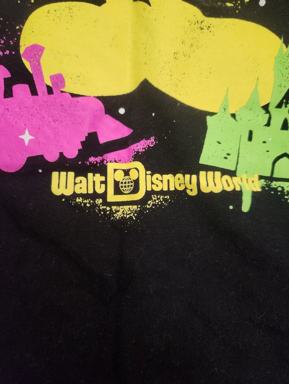 Disney Parks Splatter Neon Drip Mickey T- Shirt EUC Size Large P2p 17 - Picture 4 of 6